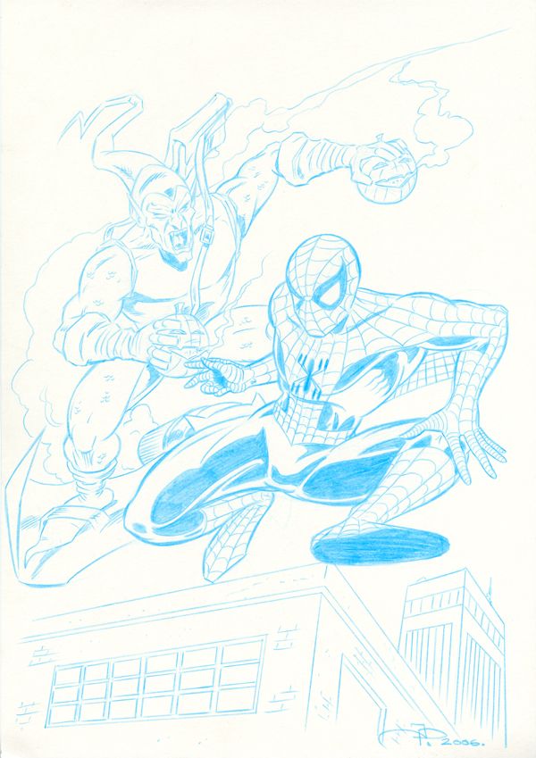 Spider-man vs the Green Goblin Pencil Sketch
