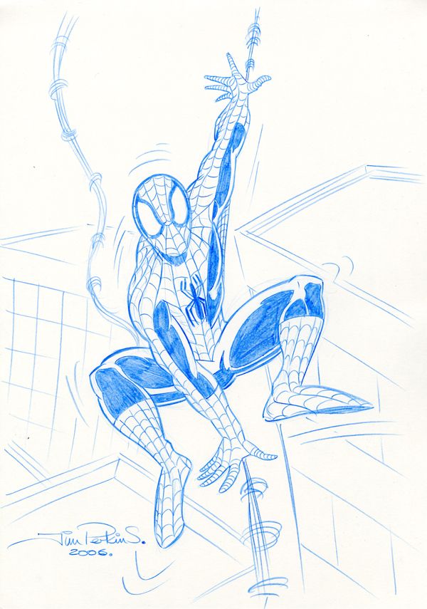 Spider-man swinging Pencil Sketch 